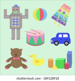 Set of different cartoon vector toys 