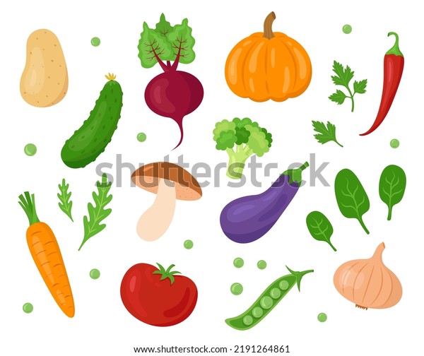 Set with different cartoon vegetables and\
herbs for farmer\'s markets and festivals, shops, websites, apps\
etc. Organic and fresh local food. Vegetarian or vegan theme.\
Vector flat style\
illustration.