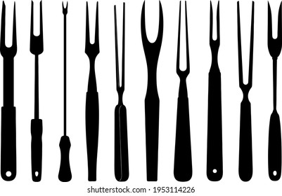 Set Of Different Carving Forks Isolated On White	