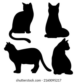 Set of different cats silhouette vector illustration isolated on white background