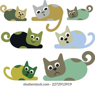 A set of different cats. Vector file for designs.