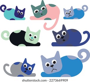 A set of different cats. Vector file for designs.