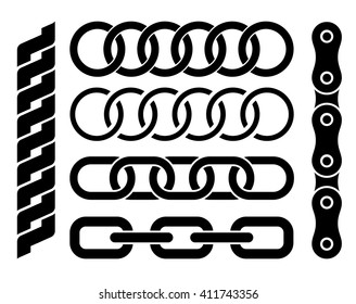 Set Different Chain Parts On White Stock Vector (Royalty Free) 411743356