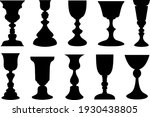 Set of different chalices isolated on white