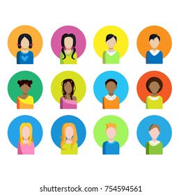 A set of different characters from Africa, Asia and Europe. On a white background. Vector illustration.