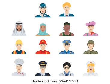 Set of different characters clipart vector on white background