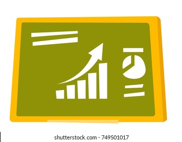Conjunto de diferentes gráficos en la ilustración de caricatura vectorial de placa verde aislada en fondo blanco.