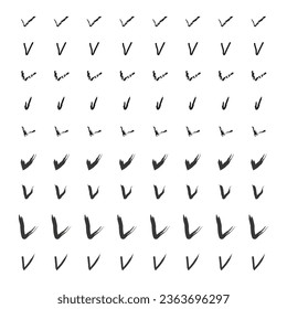 Set of different check marks or ticks. Vector illustration. EPS 10.