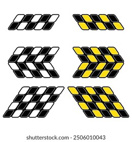 Set of different checkered patterns isolated on white background