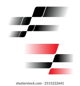 Conjunto de diferentes padrões quadriculados com texto para designs de corrida. Peças de etiqueta de corrida simples isoladas sobre fundo branco