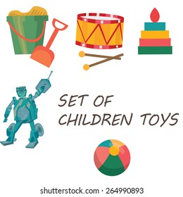 Set of different children toys