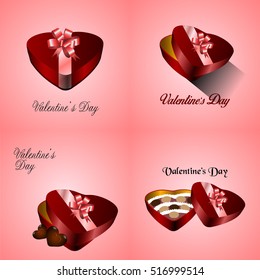 Set of different chocolated boxes, Valentine day vector illustration