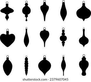 Set of different Christmas ball ornaments isolated on white
