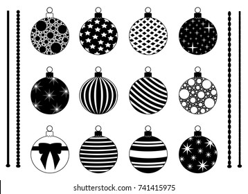 Set of different Christmas decorations isolated on white