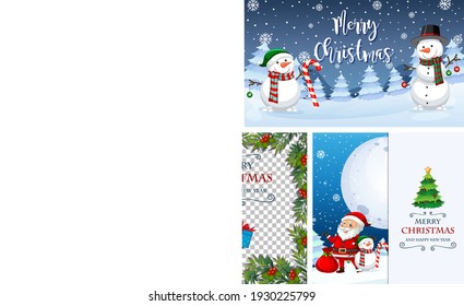 Set verschiedener Weihnachtspostkarten oder Poster-Illustrationen