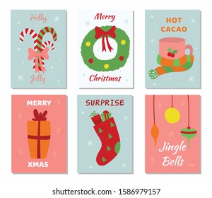 Set of different Christmas posters with different elements