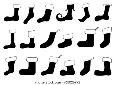 Set of different Christmas socks isolated on white
