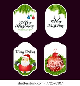 Set of different Christmas tags with Christmas typography and de