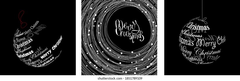 Set with different Christmas templates. Festive symbols of winter holiday.