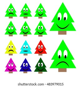 Set of different Christmas tree emoticons