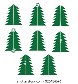 Set of different Christmas trees
