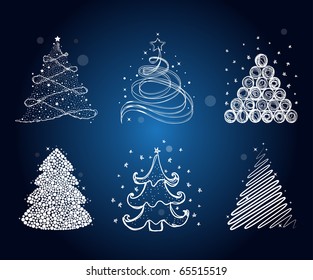 Set of the different christmas trees