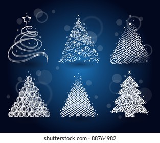 Set of the different christmas trees