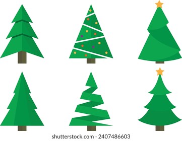 A set of different Christmas trees in wonderful colors.