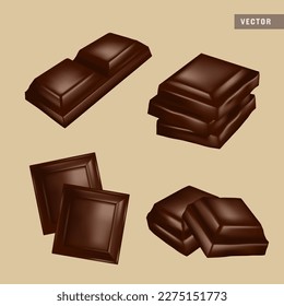 set of different chunk of chocolate bar