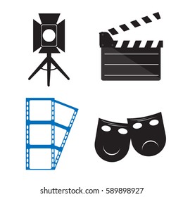 Set of different cinema objects, Vector illustration