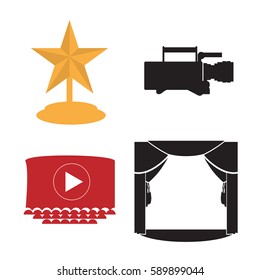 Set of different cinema objects, Vector illustration