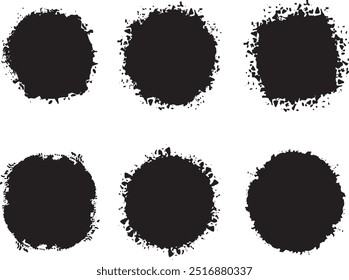 Set different circle brush strokes, Brush strokes frames elements. hand drawn paint brush circle logo frame. Black grunge round shapes. 