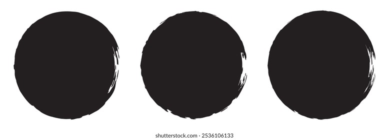 Establecer diferentes trazos de pincel de círculo, marco de logotipo de círculo de pincel de pintura dibujado a mano. Círculo de trazo de pincel.