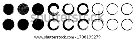 Set different circle brush strokes, hand drawn paint brush circle logo frame – for stock