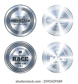 Set of different circle checkered logos for sport car decals and different moto racing designs
