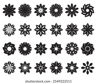 Set of different circle flower icon