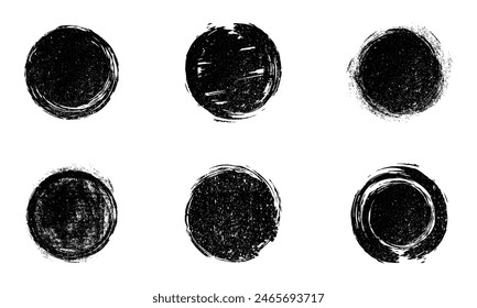 Set of different circle grunge brush strokes