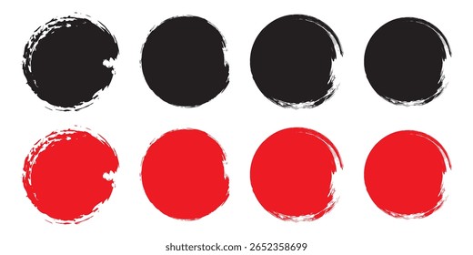 Set of different circle grunge brush strokes