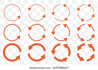 conjunto de ícones de seta redonda círculo diferente ilustração de vetor isolado