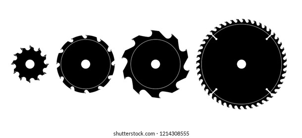 Set of different circular saw blades, vector illustration
