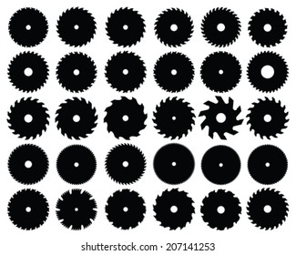 Set of different circular saw blades, vector illustration
