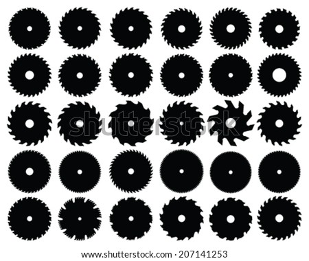 Set of different circular saw blades, vector illustration Foto stock © 