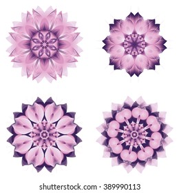 set of different circular symmetric patterns. 
isolated on white background