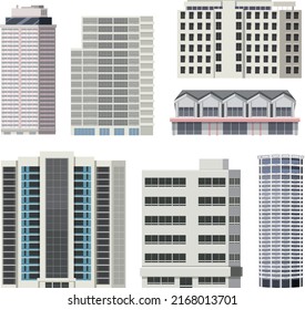 Conjunto de diferentes ilustraciones de rascacielos de la ciudad
