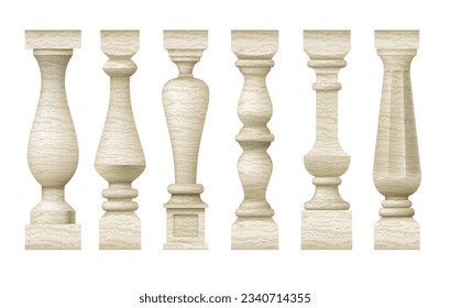 Un conjunto de balaustradas clásicas diferentes. Patrón de silueta en gráfico vectorial