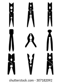 Set of different clothespins, vector