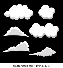 Set of different clouds in black background