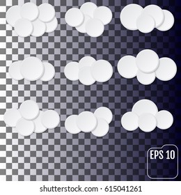 Set of different clouds. collection for web, art and app design. Different nature cloudscape weather symbols. For your business. Vector.