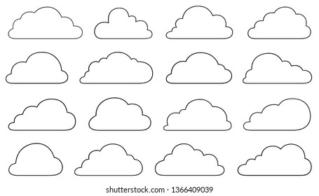 Set of different clouds isolated on white
