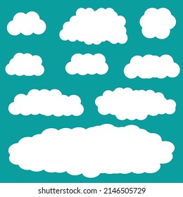 Set of  different clouds on tosca background vector